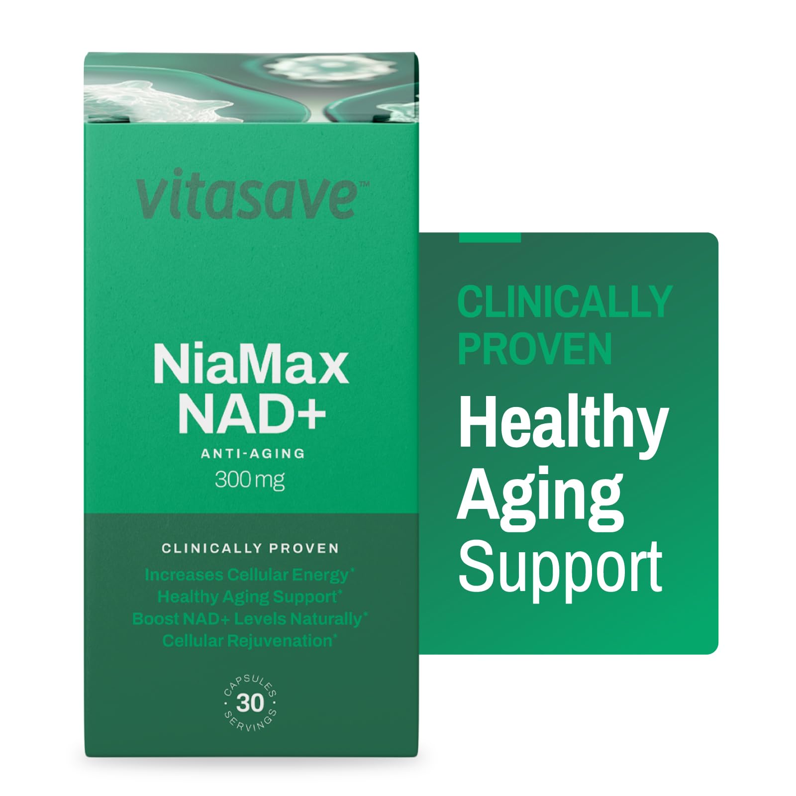 Vitasave NiaMax NAD+ Supplement – 300mg Niacinamide Riboside per Capsule – High-Potency NAD+ Precursor for Energy, Healthy Aging & Metabolic Function – Vegan, Non-GMO, Gluten-Free (30 Capsules) Vitasave uk supplements