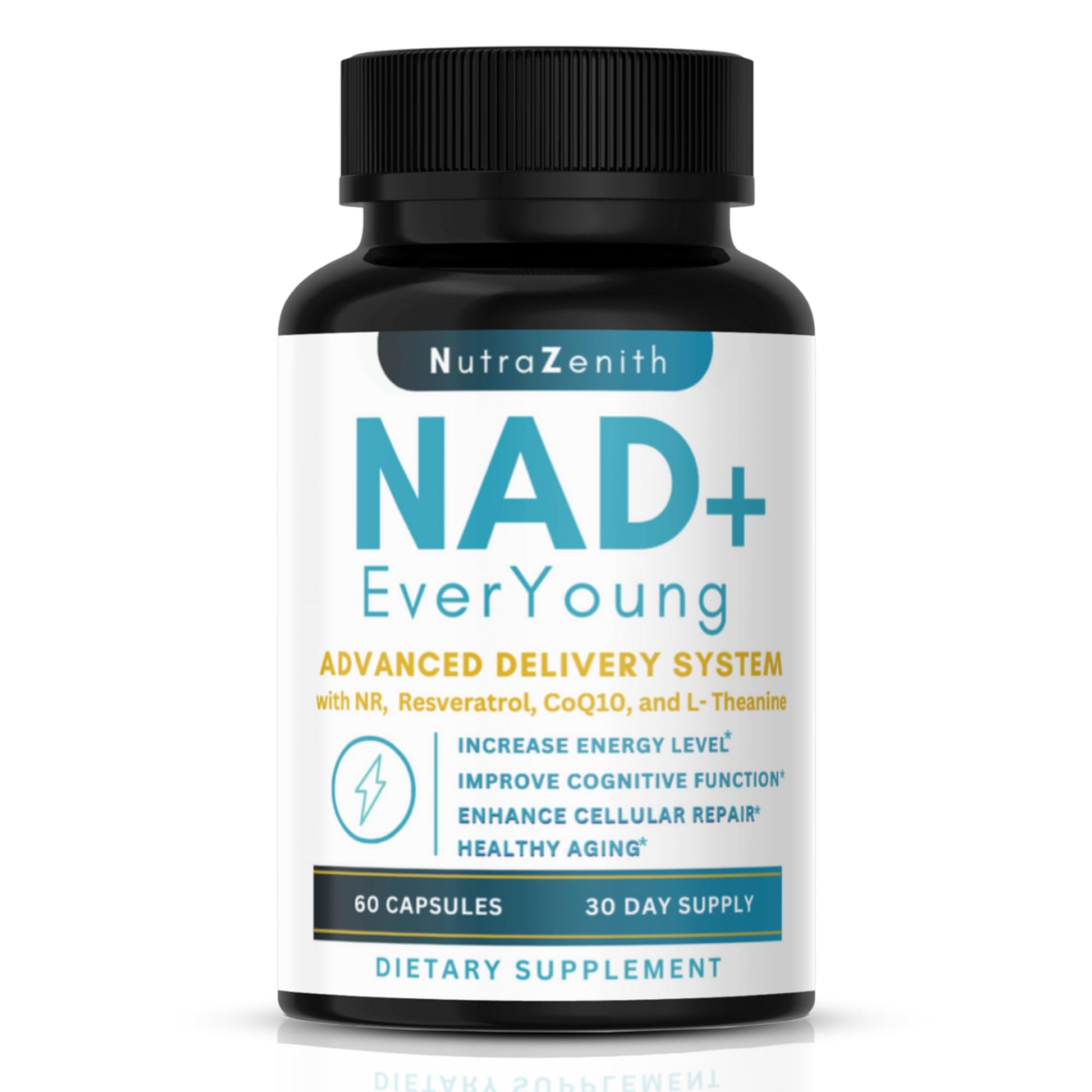 NAD+ Supplement with Nicotinamide Riboside (NMN Alternative), CoQ10 & Resveratrol – 60 Capsules for Healthy Aging Support, Energy Boost & Cognitive Function Enhancement – Cellular Renewal & Vitality Arazo Nutrition uk supplements