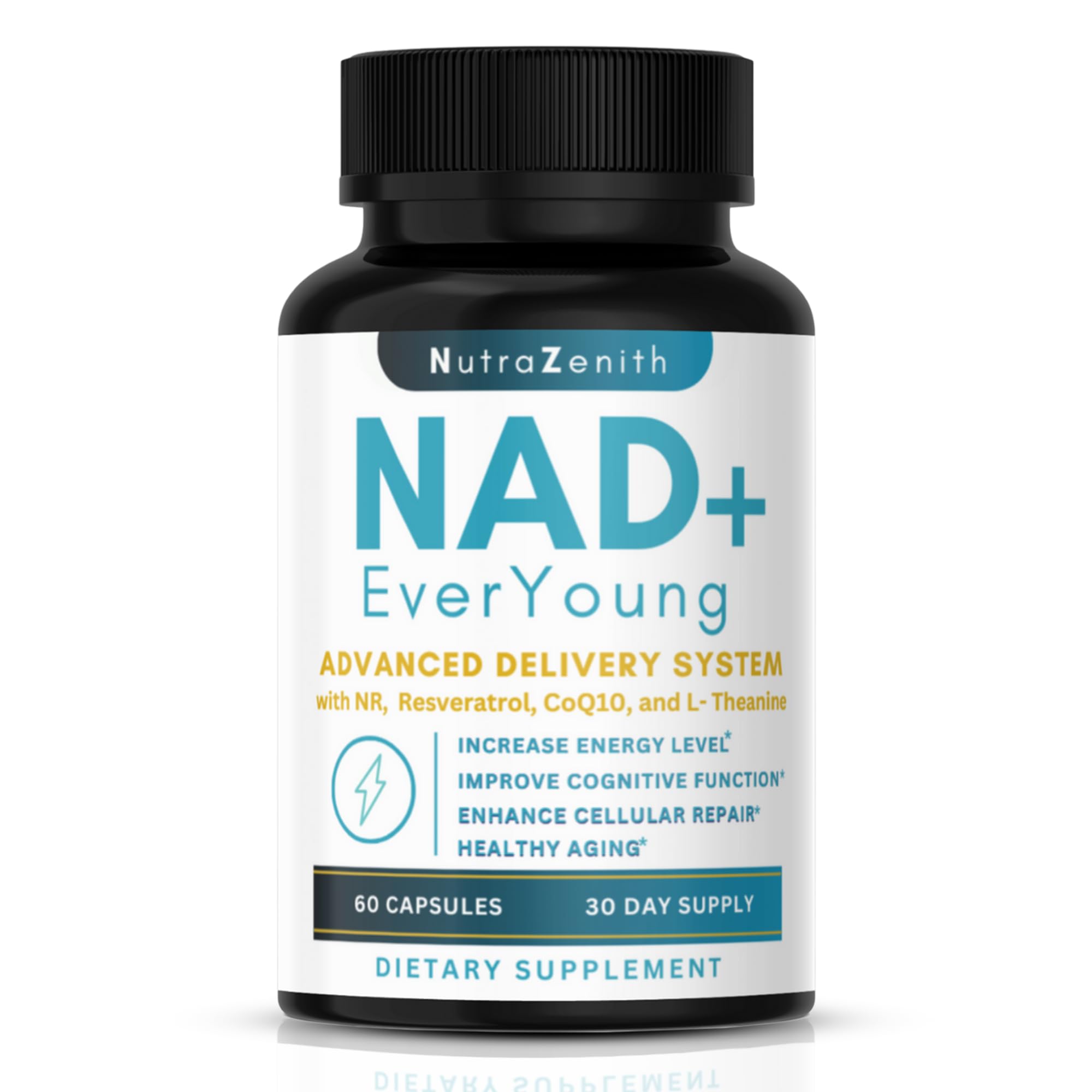 NAD+ Supplement with Nicotinamide Riboside (NMN Alternative), CoQ10 & Resveratrol – 60 Capsules for Healthy Aging Support, Energy Boost & Cognitive Function Enhancement – Cellular Renewal & Vitality Arazo Nutrition uk supplements