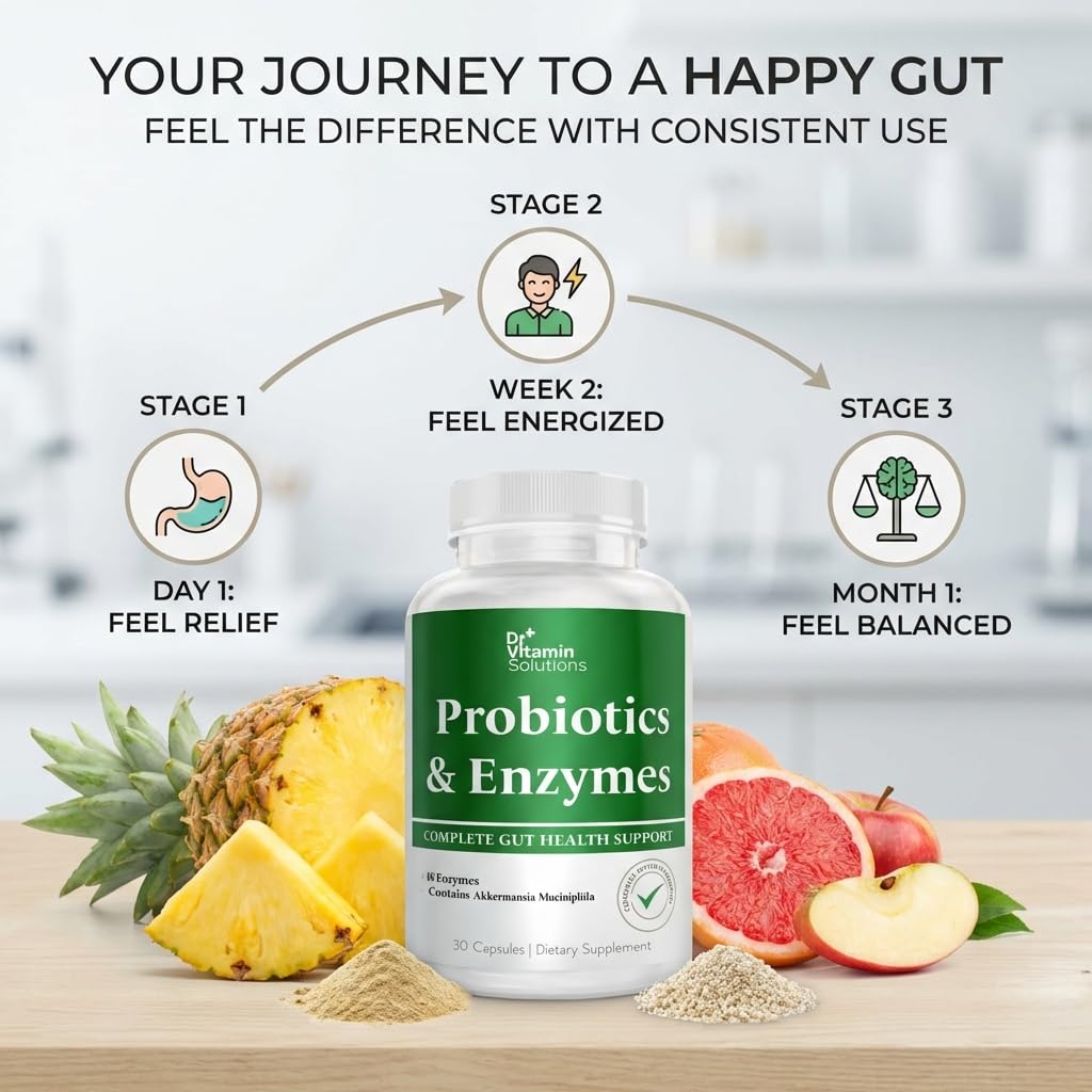 GLP-1 Support Enzymes, Pre & Probiotics for Digestive Health, Berberine Weight Loss Support, Akkermansia Muciniphila for Women & Men | Gut Health, Bloating Relief, 30 Ct DR VITAMIN SOLUTIONS uk supplements