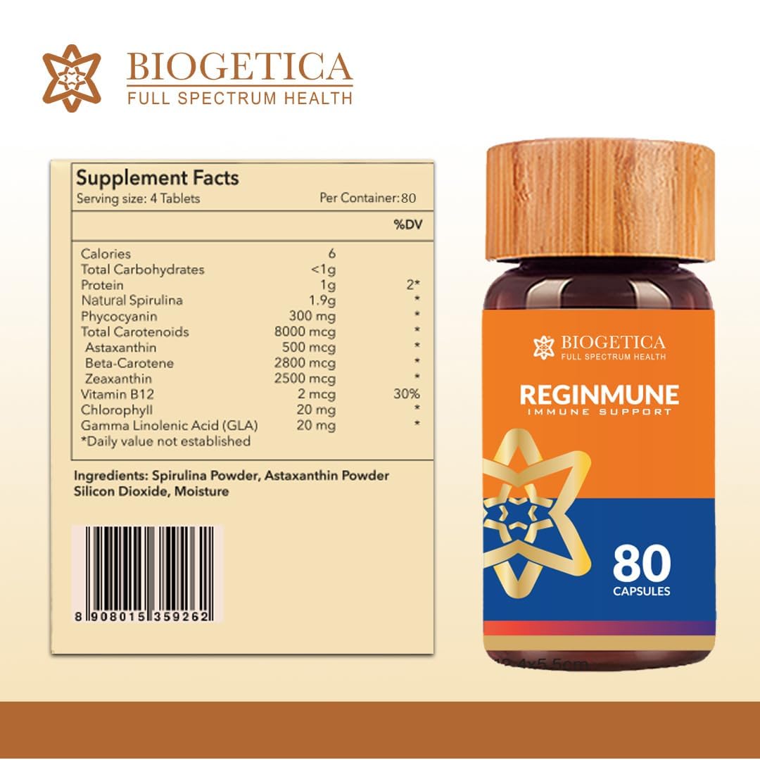Biogetica Reginmune - Natural Immune Support Care Daily Boost Immune System Booster - 80 Capsules Biogetica uk supplements