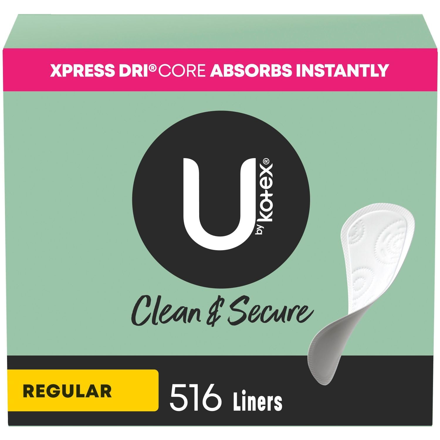 U by Kotex Clean & Secure Panty Liners, Light Absorbency, Regular Length, 516 Count U by Kotex uk supplements