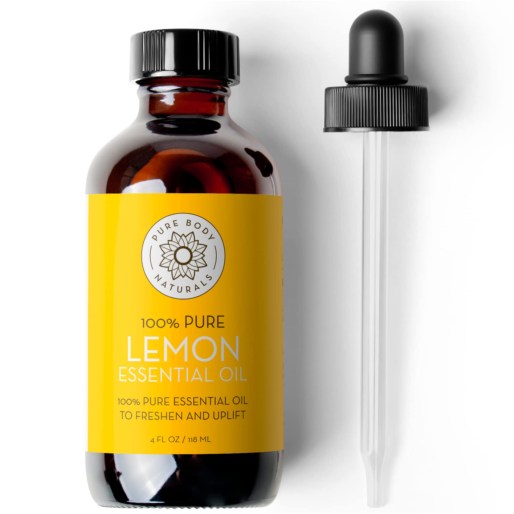Lemon Essential Oil, 4 fl oz - 100% Pure & Undiluted Lemon Oil for Diffuser and DIY - Natural Deodorizer Pure Body Naturals uk supplements