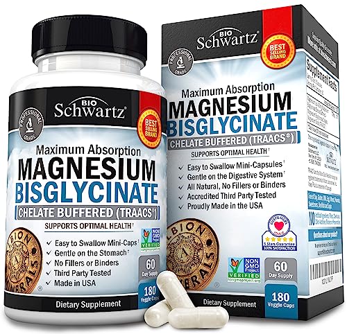 Magnesium Bisglycinate 100% Chelate No-Laxative Effect - Maximum Absorption BioSchwartz uk supplements