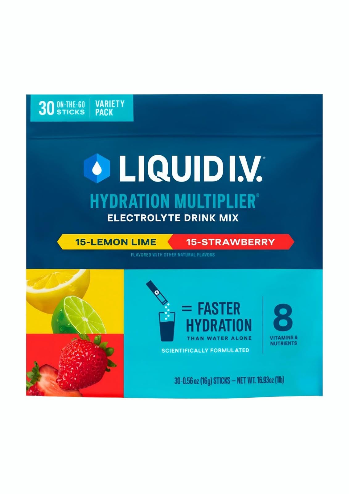 Liquid I.V. Hydration Multiplier Electrolyte Drink Mix, Variety, 0.56 Oz, 30 Ct Liquid I.V. uk supplements