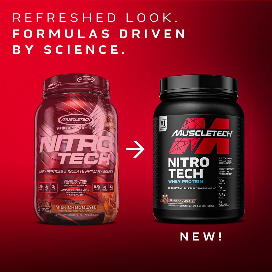Whey Protein Powder MuscleTech Nitro-Tech Whey Protein Isolate & Peptides Protein Muscletech uk supplements