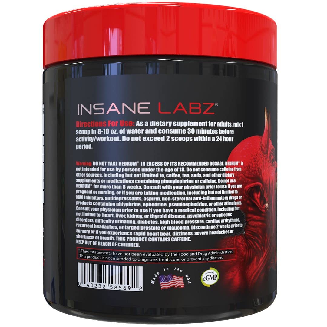 Insane Labz Redrum High Stim Pre Workout NO Booster Powder, Loaded with Beta Alanine Insane Labz uk supplements