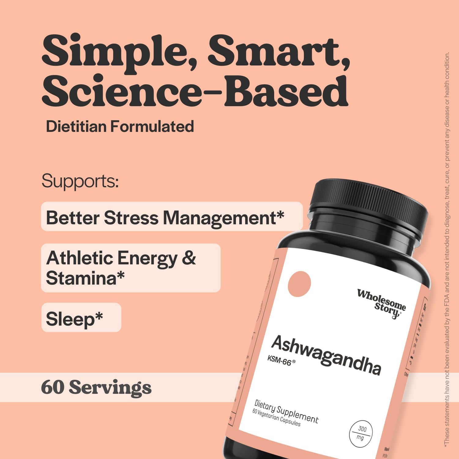 Vegan KSM 66 Ashwagandha Capsules| High Potency 5% Withanolides | Ashwagandha Root Extract Supplements | Ashwagandha 300mg | Stress Management & Well Being Support | 60 Ashwaganda Pills Wholesome Story uk supplements