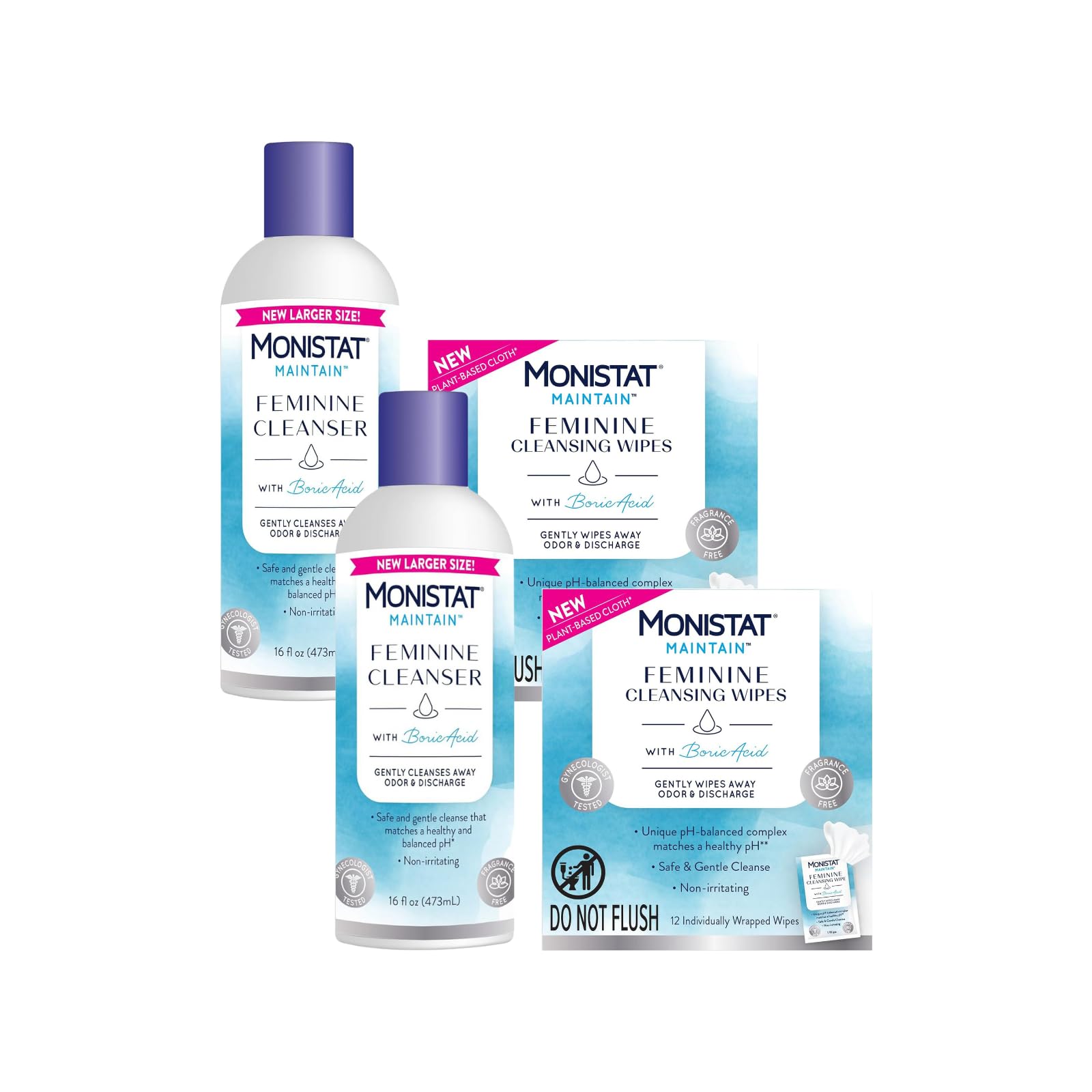 Monistat Boric Acid Feminine Cleanser, (2 Wash & 2 Cloth) Variety Pack Monistat uk supplements
