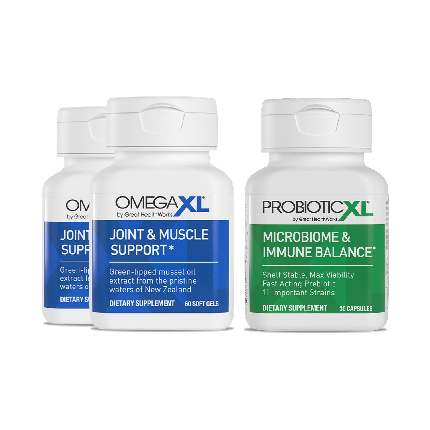 OmegaXL Powerful Joint and Muscle Support Supplement 60 Count (2 Pack) & Probiotic XL - PreforPro, DE111, Shelf Stable - Promote Healthy Gut Flora Growth (30 Veggie caps) OmegaXL uk supplements