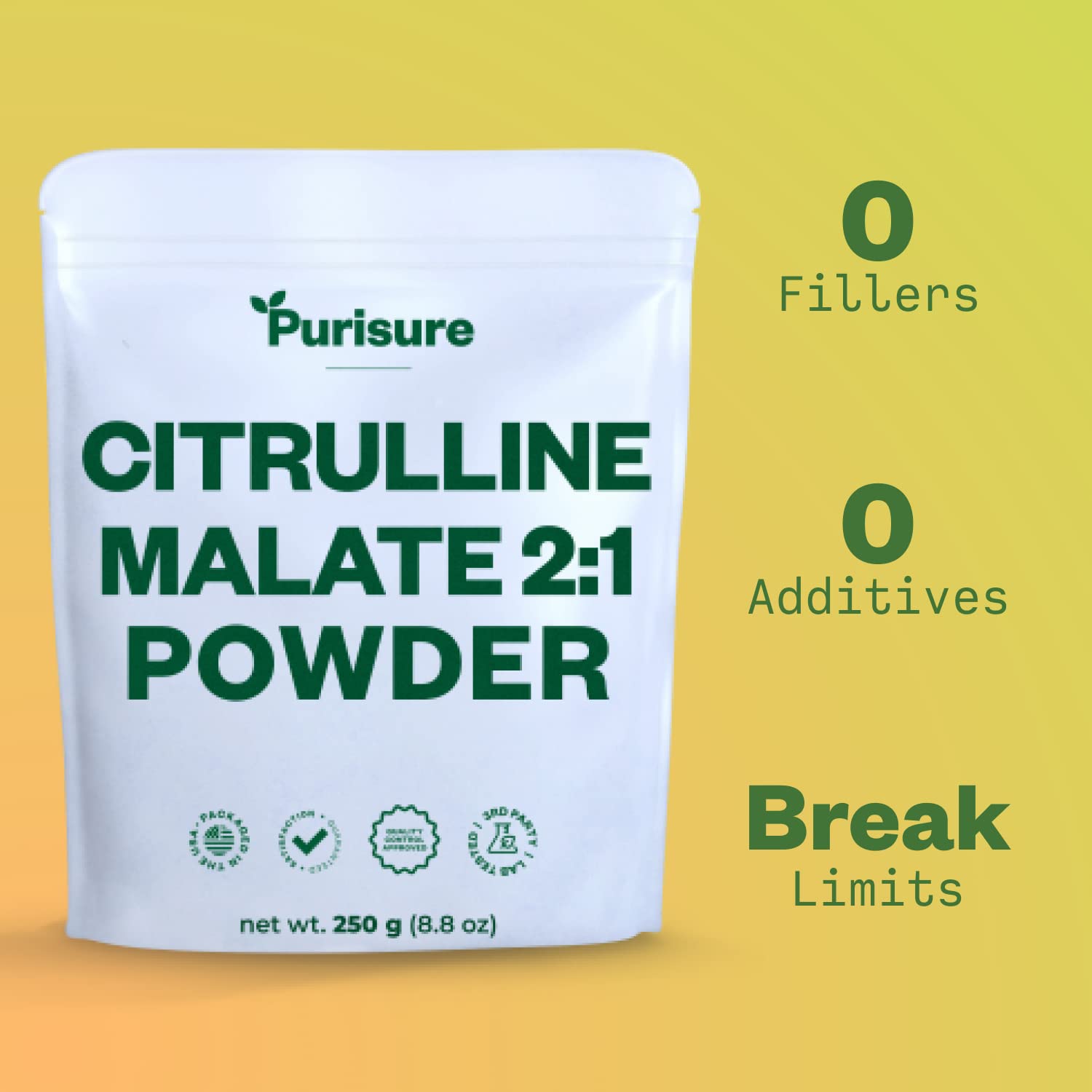 Purisure L-Ctrulline Powder 250g, Premium Citrulline 2:1 Malate Supplement for Strength Purisure uk supplements