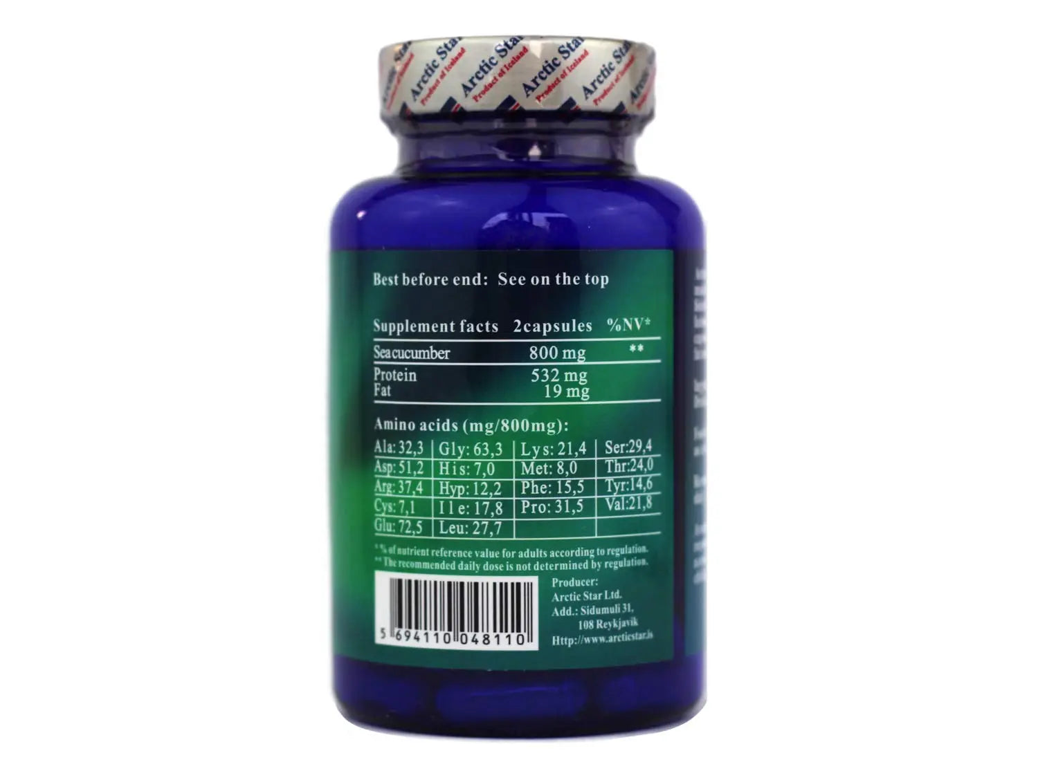 Arctic Star - Sea Cucumber Capsules - Natural Pure Iceland Atlantic Wild Caught Sea Cucumber Extract Supplement Pills - Joint Health t & Immune Health 400mg 80 Capsules/Bottle Arctic Star uk supplements