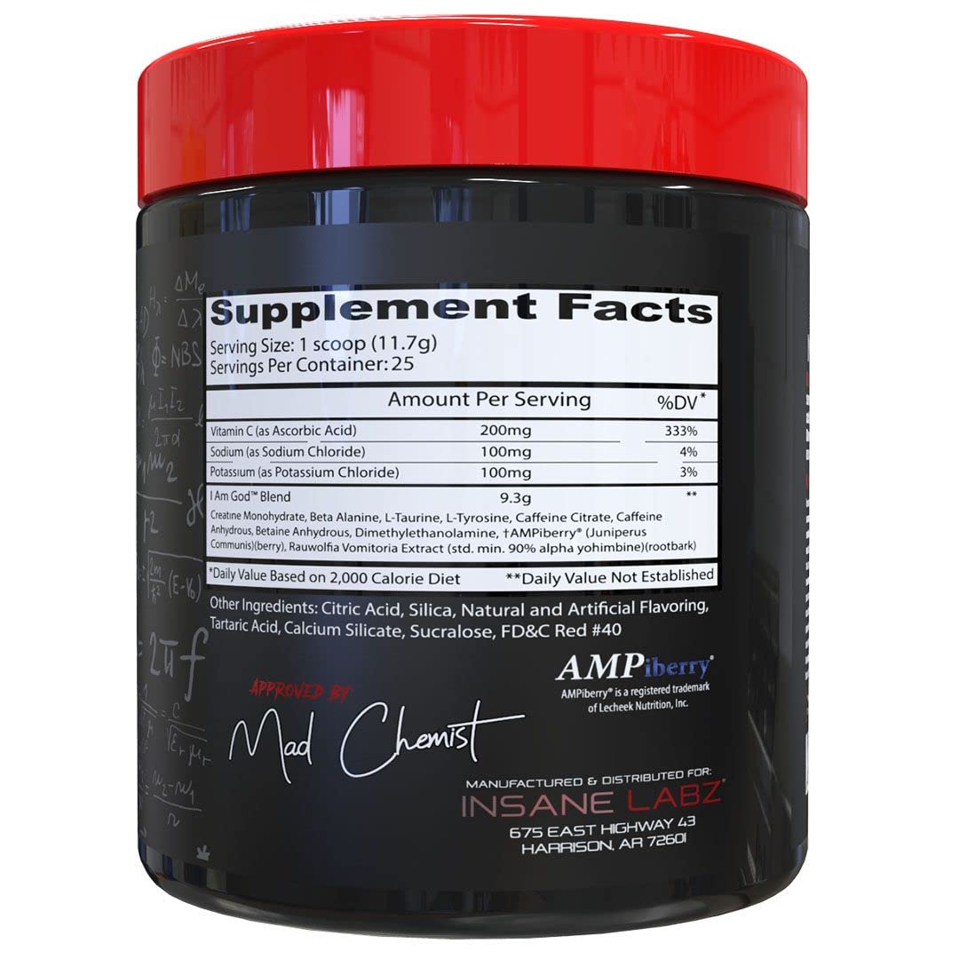 Insane Labz I am God Pre Workout, High Stim Pre Workout Powder Loaded with Creatine Insane Labz uk supplements