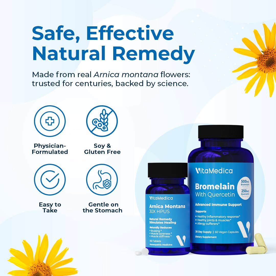 VitaMedica | Arnica Montana 30X and Bromelain with Quercetin Bundle | Arnica Montana | Bromelain | Quercetin | Recovery Bundle | Plant Based | Made in USA VitaMedica uk supplements