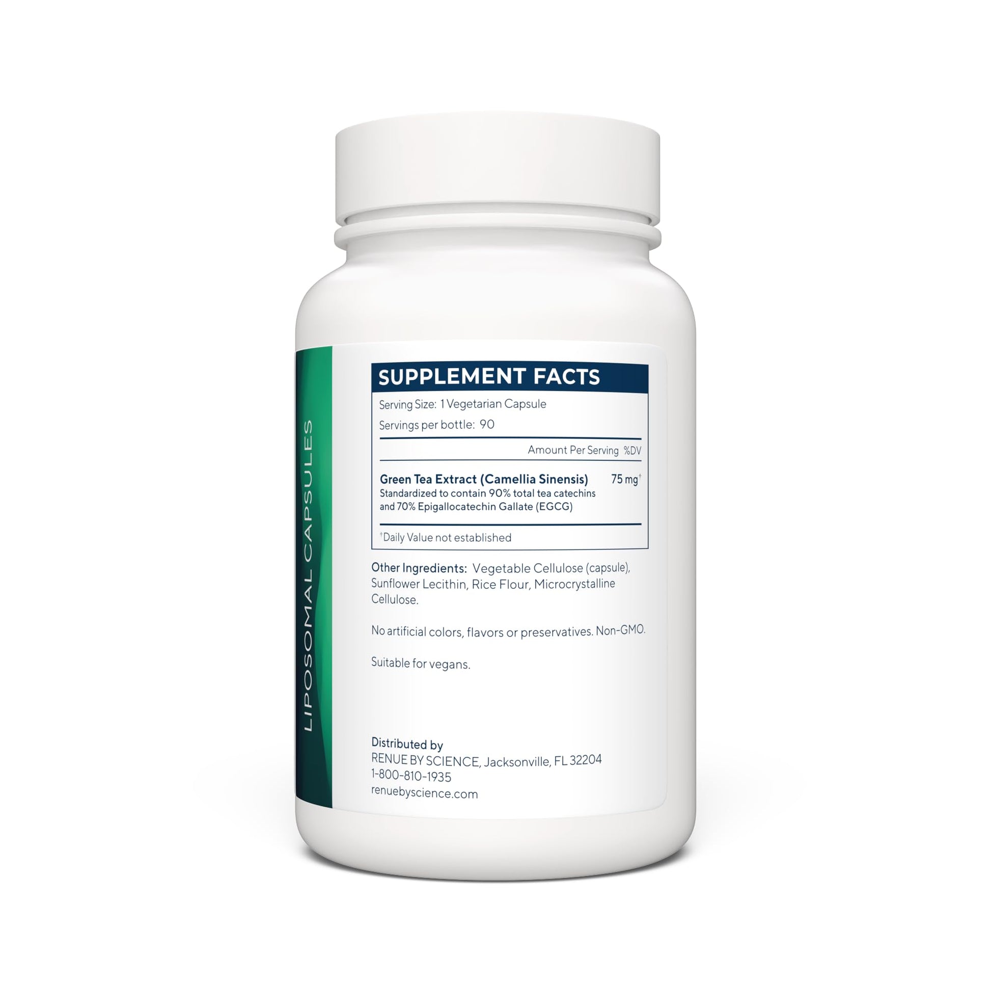 Renue By Science Green Tea Extract | High Strength Liposomal Supplement | 90 Capsules - 75mg Green Tea per Serving | Non-GMO | Made in The USA & Third-Party Tested Renue By Science uk supplements