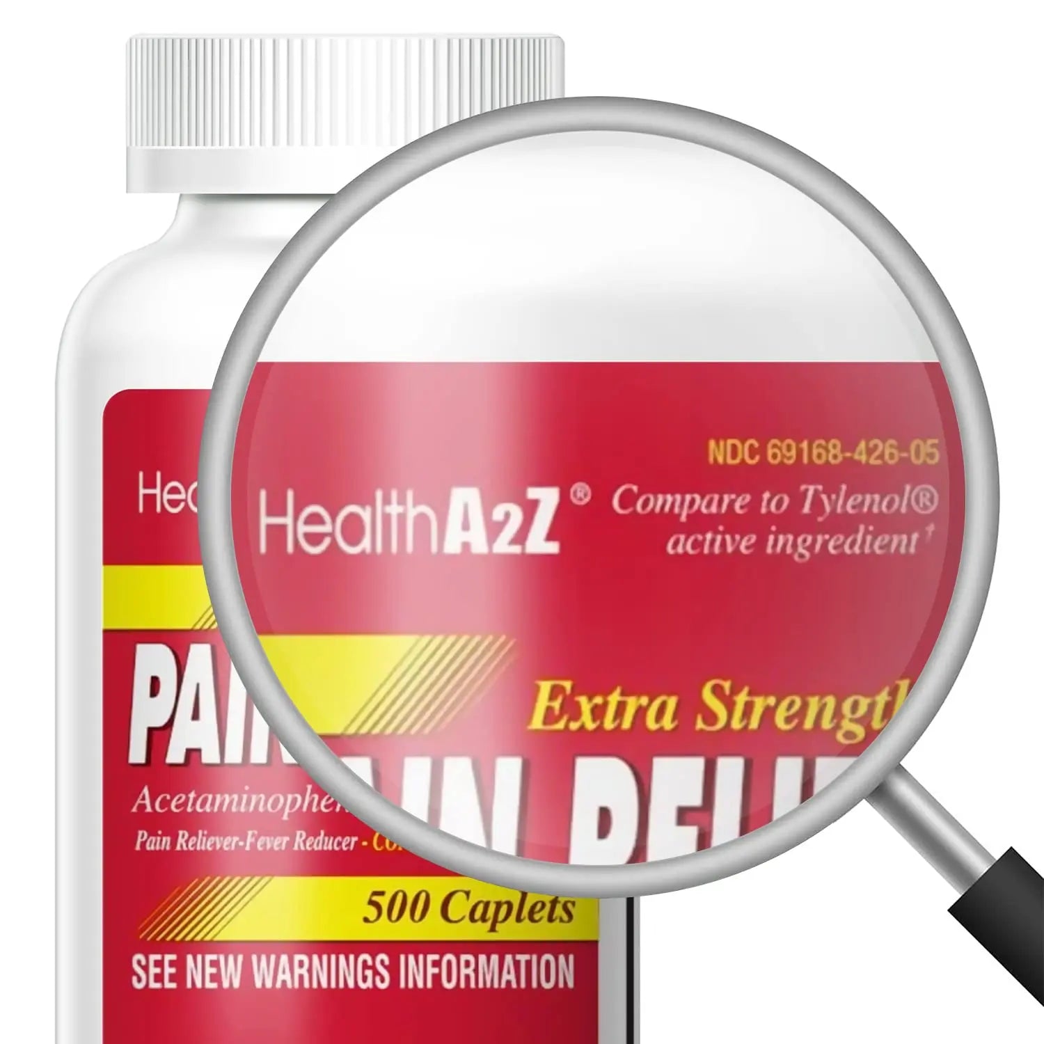 HealthA2Z® Extra Strength Pain Relief | Acetaminophen 500mg | Contains No Aspirin | Fever Reducer | Pain Reliever (500 Count (Pack of 1)) HealthA2Z uk supplements