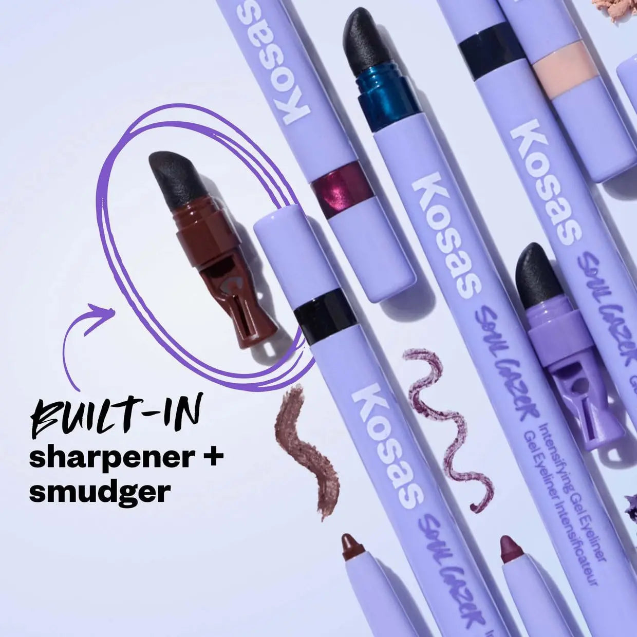 Kosas Soulgazer Gel Eyeliner (Enigma) - Waterproof, Smudge-Proof Pen with Hyaluronic Acid - Retractable Eyeliner Pencil with Sharpener & Smudger, Long-Lasting - Blackened Blue Satin Kosas uk supplements