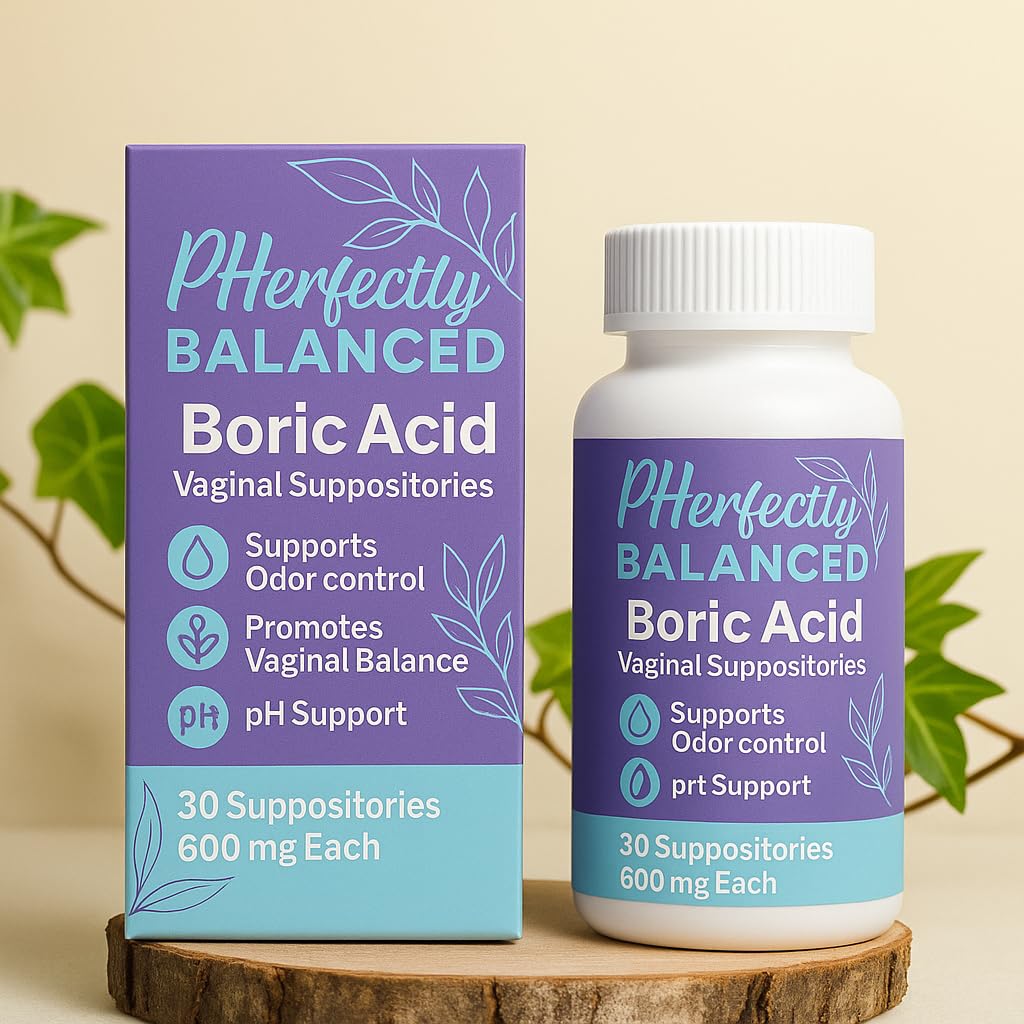 Pherfectly Balanced Boric Acid Vaginal Suppositories, 600mg, pH Support for Feminine Balance, Odor Control, 30 Count Pherfectly Balanced uk supplements