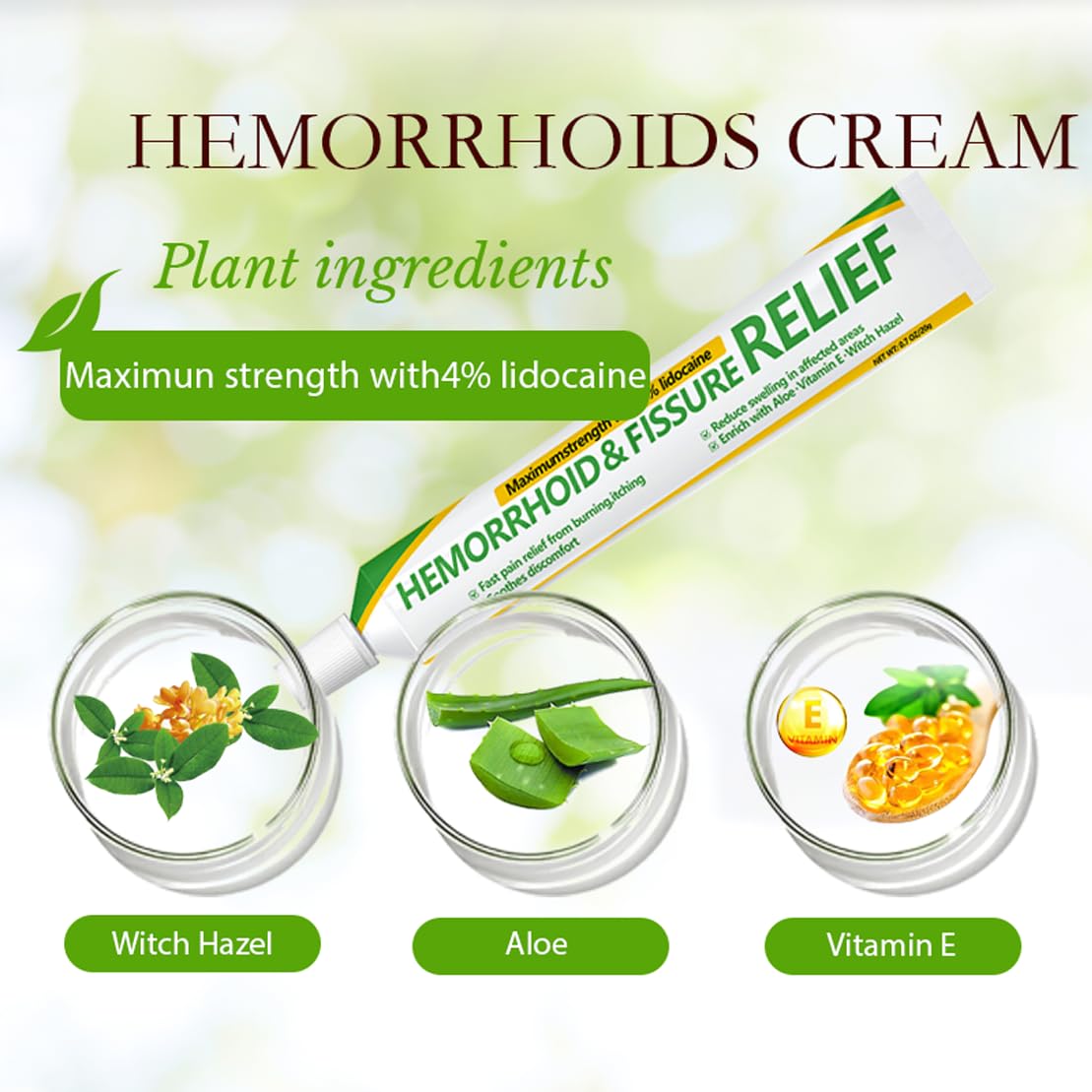 CainNeks Hemorrhoid & Fissure Relief Ointment 20g– 4% Lidocaine Maximum Strength Hemorrhoid Cream, Fast Itching Burning Swelling Relief, Herbs Fast Acting Ingredients. 0.7 oz. CainNeks uk supplements