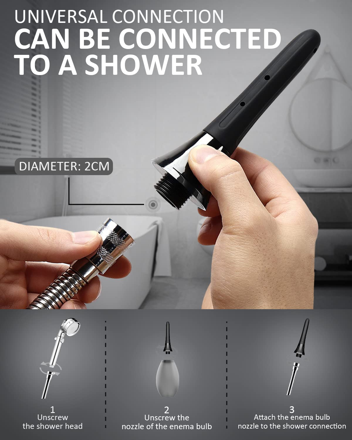 Enema Douche Anti Back-Flow, Amal Douche Connected to Shower Hole,Enema Bulb with 7 Spouts PropoDusche uk supplements
