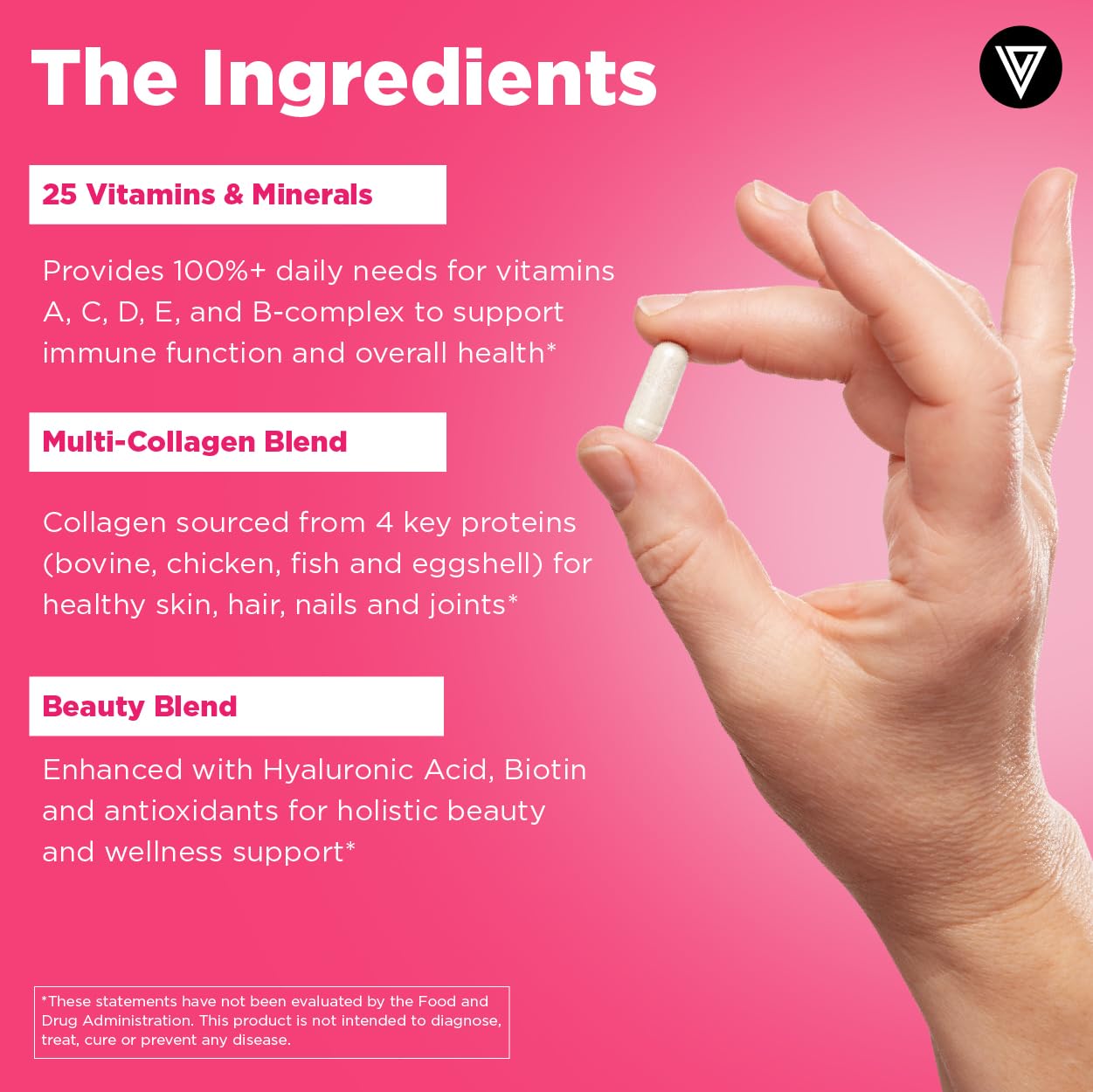 Vital Vitamins Women's Multivitamin Complex - Made with Multi-Collagen Blend, Hyaluronic Acid, & MSM - Beauty Multivitamins - with Vitamin A, C, E, B6, B12, D3-60 Capsules Vital Vitamins uk supplements