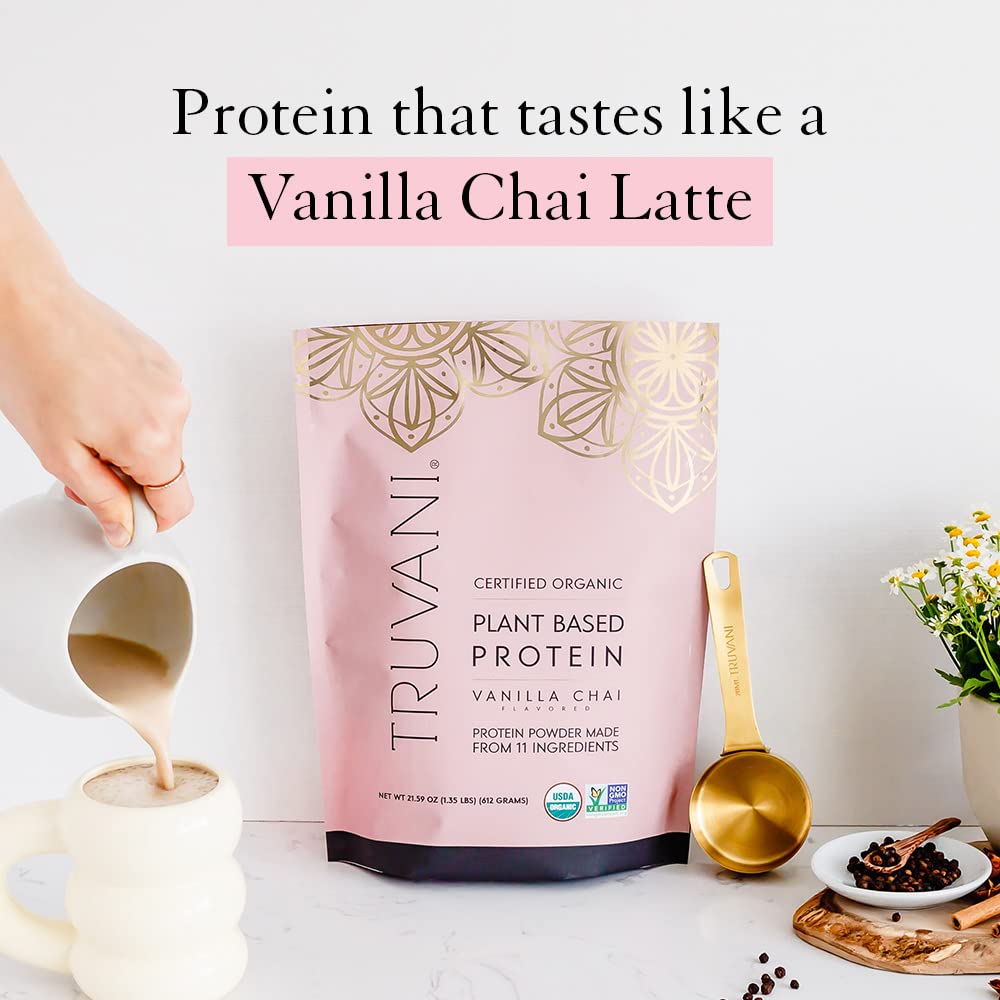 Truvani Organic Vegan Protein Powder Vanilla Chai - 20g of Plant Based Protein, Organic Truvani uk supplements