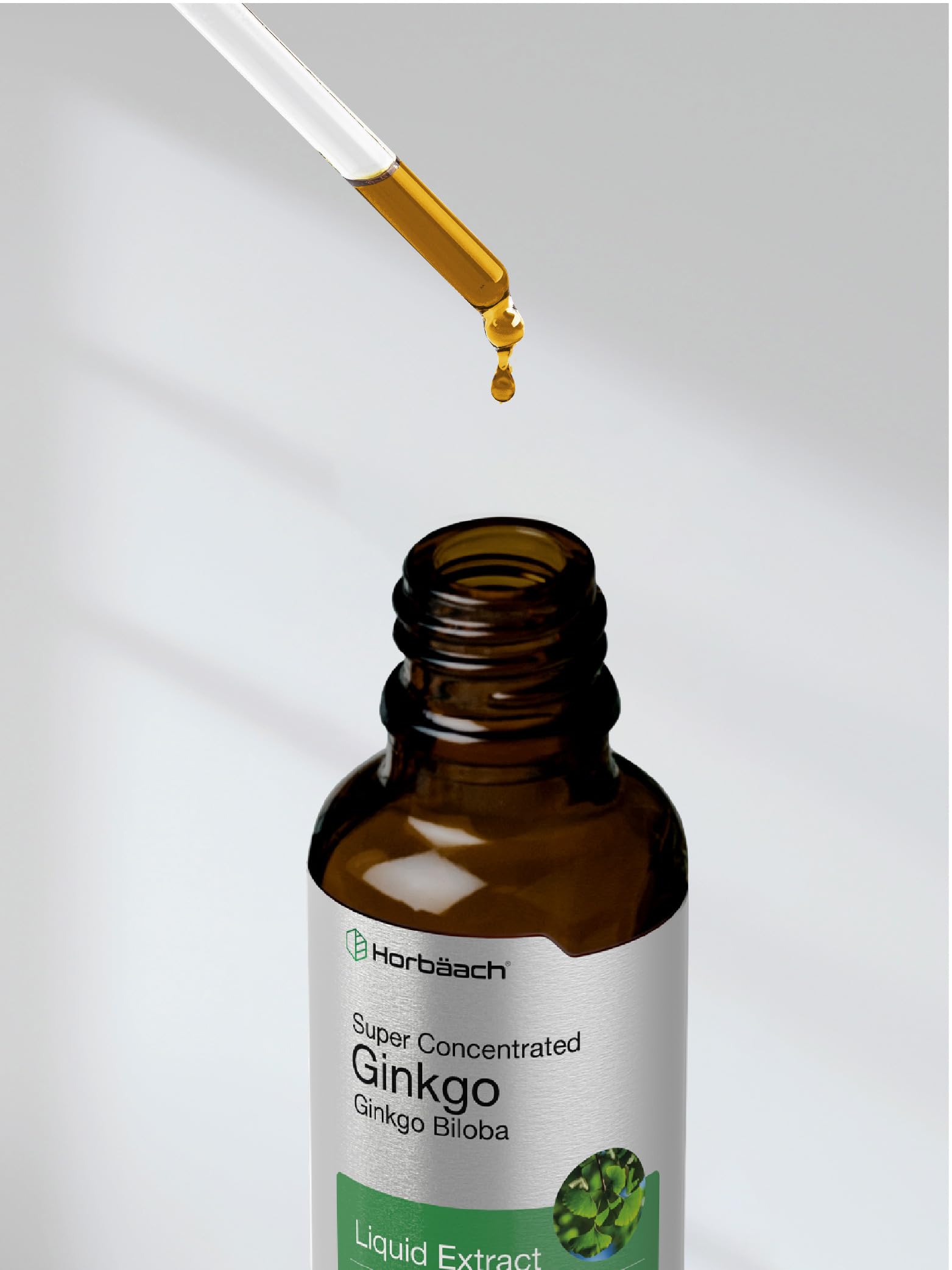 Ginkgo Biloba Extract Liquid 2 fl oz | Alcohol-Free Herb Supplement | Vegetarian Horbäach uk supplements