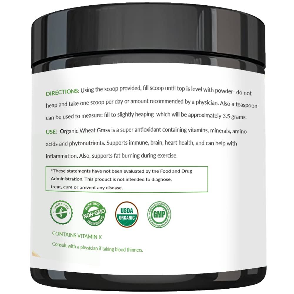 Wheatgrass Powder - USDA Certified Organic Wheat Grass Powder That Is Rich In Essential Amino Acids, Chlorophyll, Antioxidants, Fatty Acids, Minerals & Vitamins - US Grown - Vegan & Non-GMO Superfoods Nautical Elements uk supplements