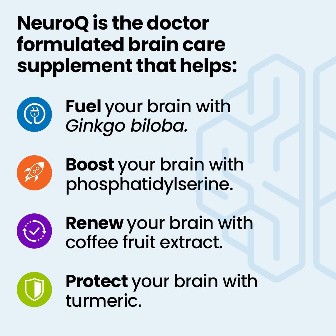 NeuroQ Memory & Focus - Boosts Cognitive Performance & Healthy Brain Function - Neuroprotective Formula by Dr. Dale Bredesen - Gotu Kola Ginkgo Phosphatidylserine Coffee Fruit & Propolis - 60 Capsules LifeSeasons uk supplements