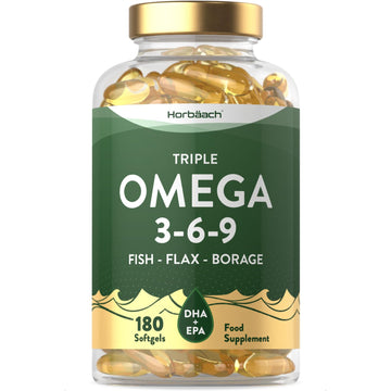 Triple Omega 3 6 9 Capsules | 180 Count | High Strength Supplement with DHA Horbäach uk supplements