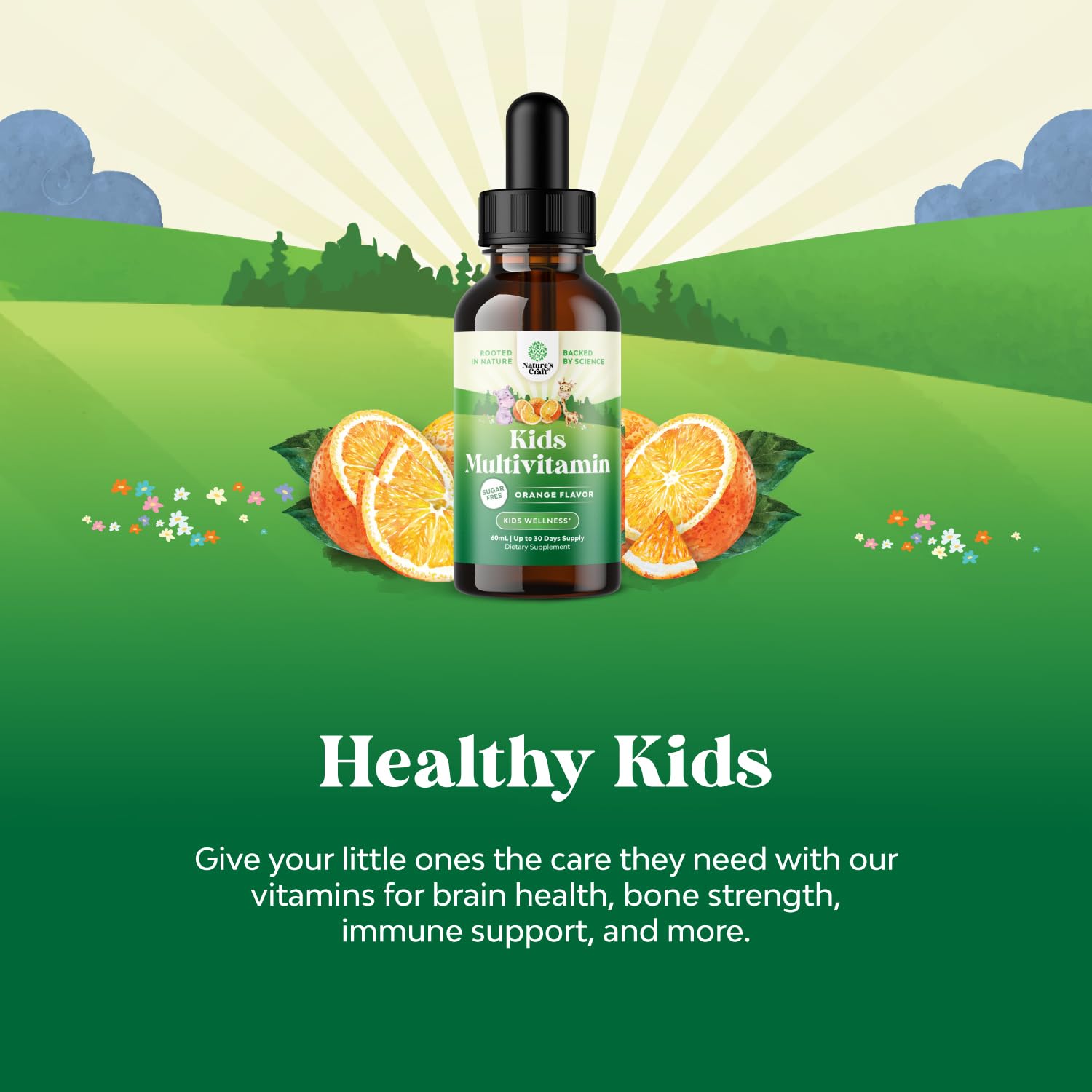Bundle of Kids DHA Omega 3 Gummies - Fatty Acids Omega 3 6 9 for Brain Immune Strength Vision Focus Support and Liquid Multivitamin for Kids Immunity Support Natures Craft uk supplements
