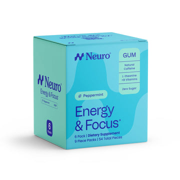 Neuro Energy & Focus Gum - 40mg Natural Caffeine Gum & Nootropic Energy Supplement with L-Theanine & B Vitamins - Sugar Free, Vegan - Peppermint, 54ct Neuro uk supplements