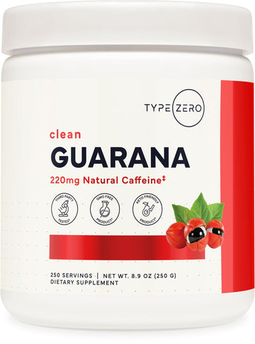 Type Zero Clean Guarana Powder Drink Mix (250 Servings, Unflavored) - 220 MG Caffeine Per Serving, Natural Caffeine, Non GMO, Gluten Free Type Zero uk supplements