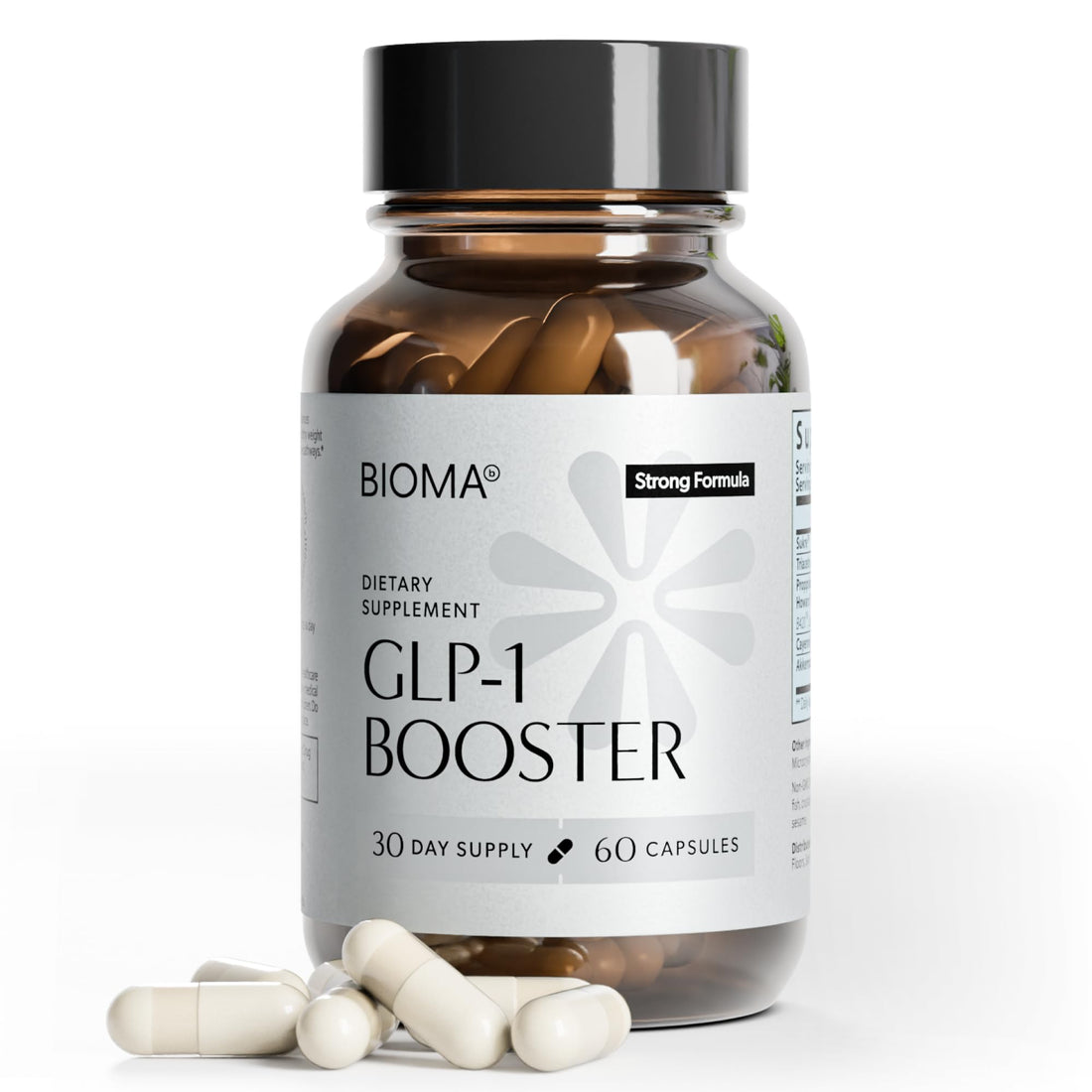 BIOMA GLP-1 Booster - Natural Appetite Control Supplement with Clinically Proven Probiotics, Prebiotics & Postbiotics - Support Weight Management & Satiety, (60 Capsules - 30 Day Supply) BIOMA uk supplements