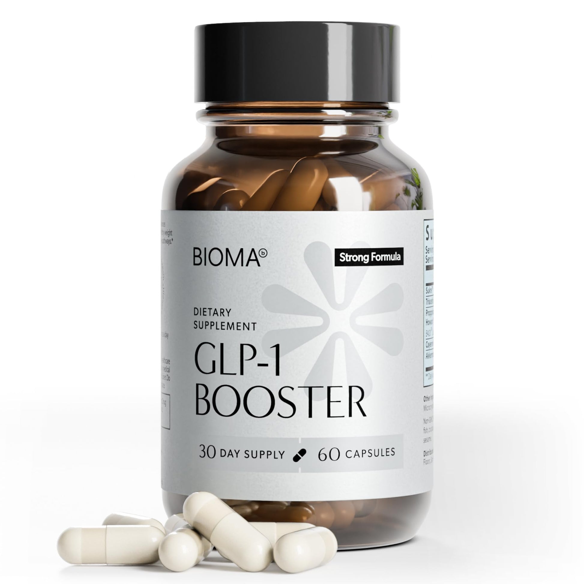BIOMA GLP-1 Booster - Natural Appetite Control Supplement with Clinically Proven Probiotics, Prebiotics & Postbiotics - Support Weight Management & Satiety, (60 Capsules - 30 Day Supply) BIOMA uk supplements
