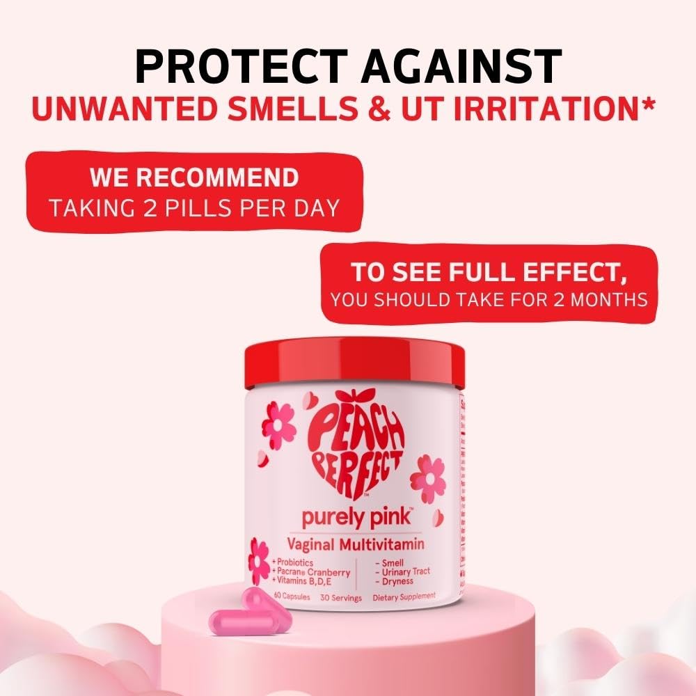 Purely Pink Prebiotic Probiotic Blend for Vaginal Health - Promote pH Balance, Healthy Flora and Odor Peach Perfect uk supplements