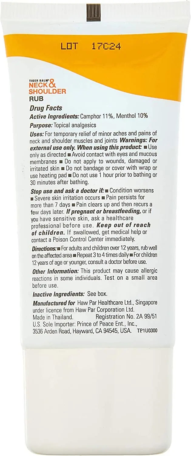 Tiger Balm Neck and Shoulder Rub 1.76 oz. Tiger Balm uk supplements