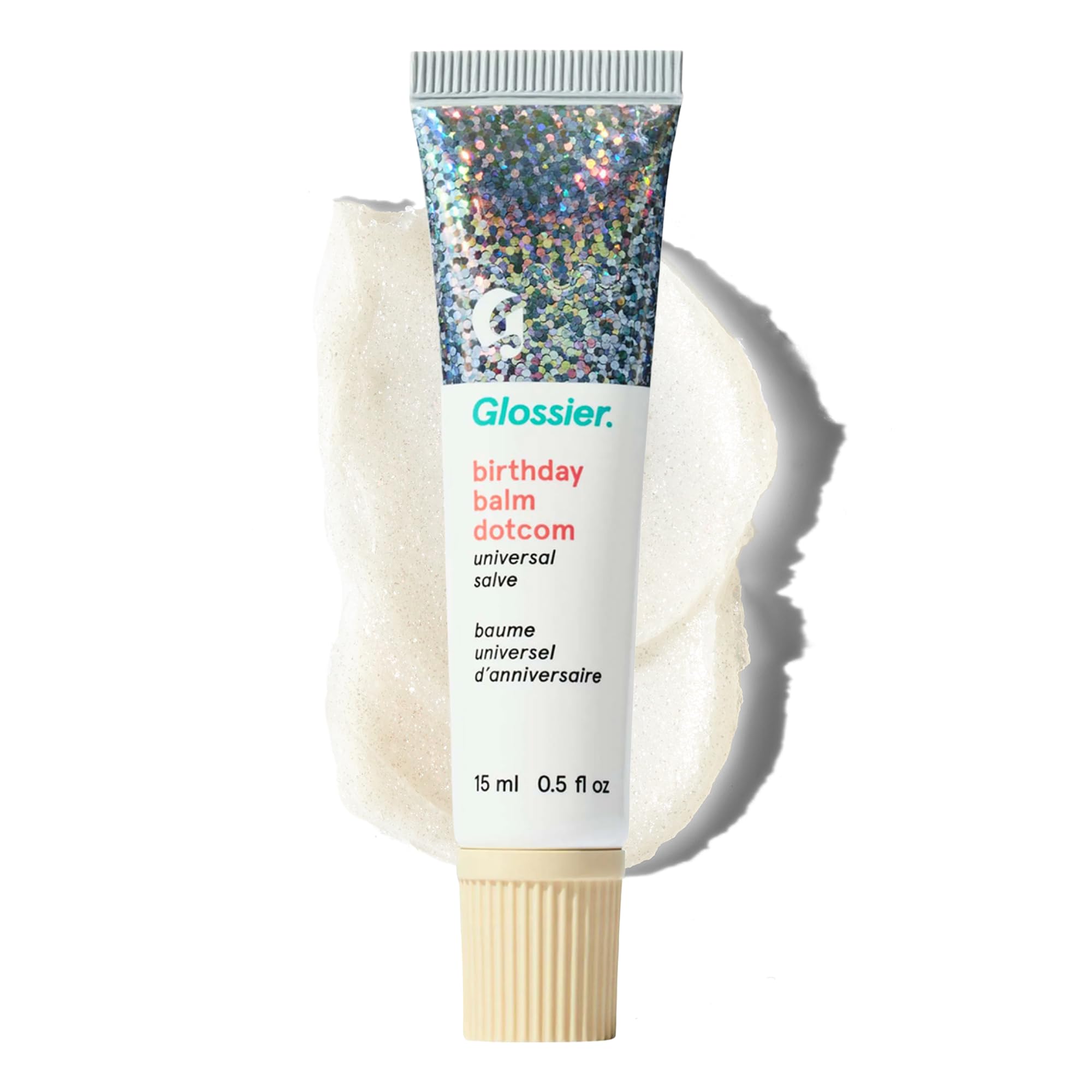 Glossier Balm Dotcom Hydrating Lip Balm - Universal Salve, Up to 12Hr Moisture - Lanolin, Beeswax & Castor Oil for Dry Lips, Cuticles & Skin - Birthday, Clear Soft Shimmer, 15ml Glossier uk supplements