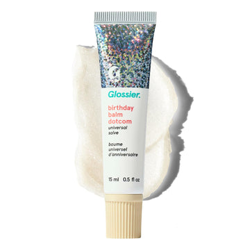 Glossier Balm Dotcom Hydrating Lip Balm - Universal Salve, Up to 12Hr Moisture - Lanolin, Beeswax & Castor Oil for Dry Lips, Cuticles & Skin - Birthday, Clear Soft Shimmer, 15ml Glossier uk supplements