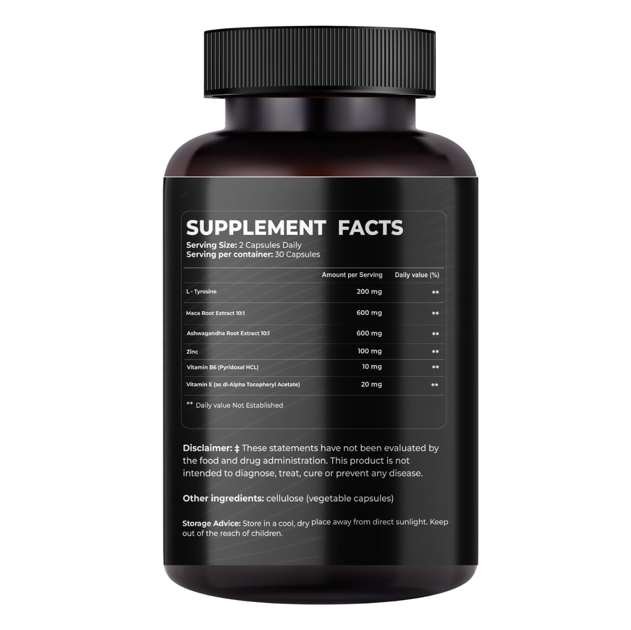 Mishas Nutraceuticals L-Tyrosine with Maca Root, Ashwagandha & Vitamins Complex – Energy, Mental Focus, Stress Relief & Immunity Support – 60 Capsules (30 Servings) Mishas uk supplements