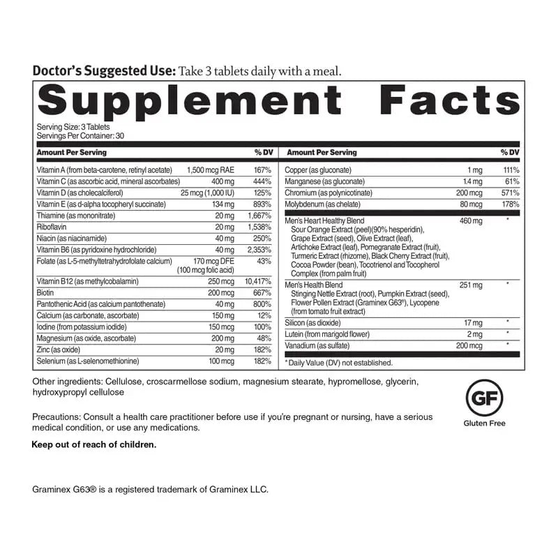 Dr. Sinatra Heart Healthy Multivitamin for Men with Vitamin D 1000 IU, A, B12, C, E, and Zinc, 90 Tablets (30-Day Supply) Dr. Sinatra uk supplements