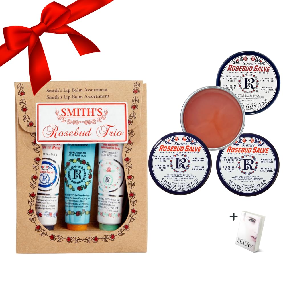Smith's Rose Lip Balm Bulk- 3x0.5oz Premium All Purpose Lip Gloss Tubes & 3x0.8oz Lip Treatment Salve - Trio Lip Balm Tubes for Plump Lips & Cracked Skin Care - Christmas Gift Set, EBook Generic uk supplements