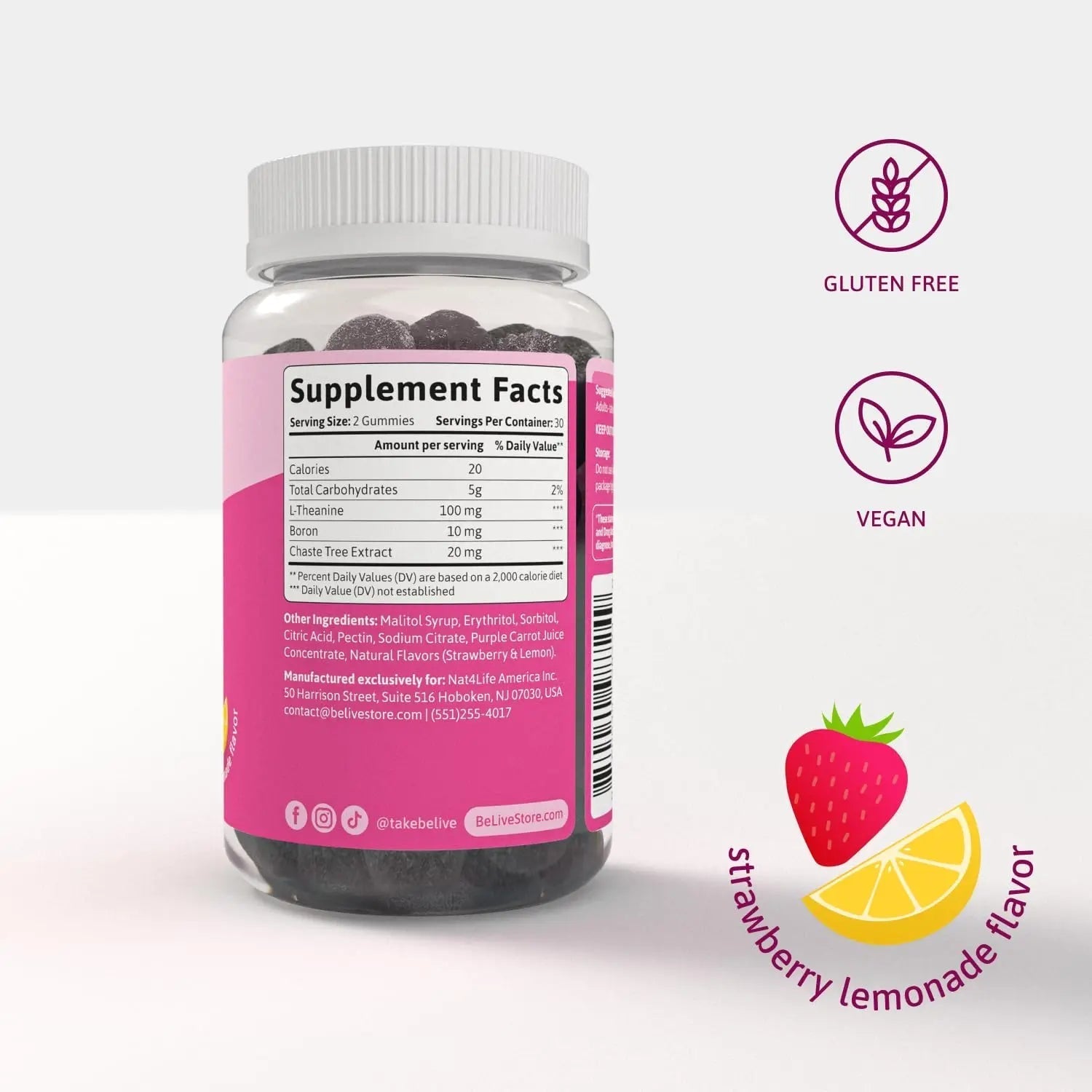 BeLive PMS Support Gummies Supplement – Helps Relieve PMS Symptoms – Hormonal Balance Mood Swings & Cramps Relief, Bloating Support – with Chaste Tree Extract - Strawberry Lemonade Flavor – 60 Count BeLive uk supplements