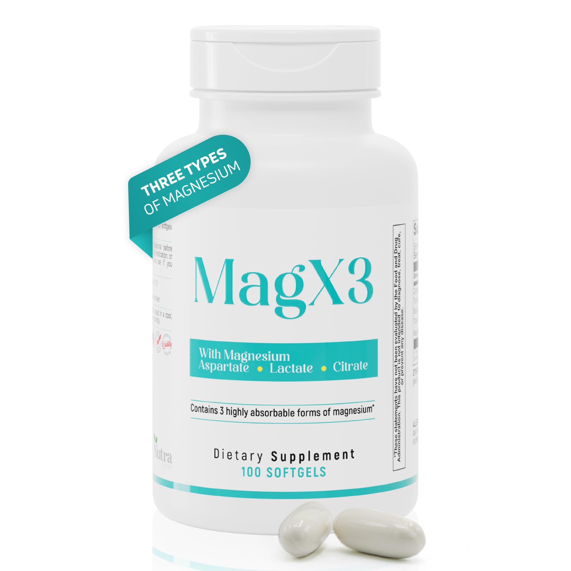 Magnesium Citrate Complex 400 mg – Triple Magnesium with Citrate, Aspartate & Lactate – High Absorption – 100 Softgels Nutra Nutrition uk supplements