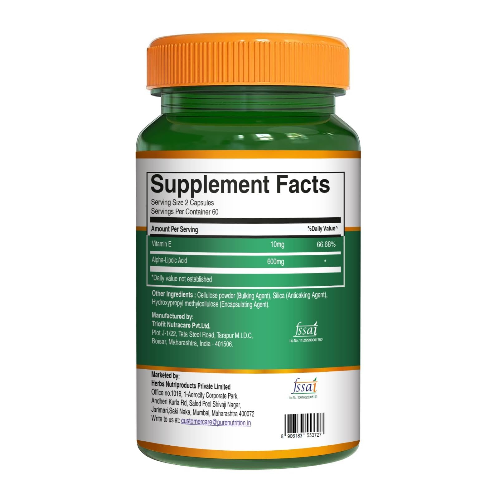 Pure Nutrition Alpha Lipoic Acid 600mg + Vitamin E | 120 Caps | Powerful Antioxidant to Support Nerve & Heart Health*. | Non-GMO PURE NUTRITION NATURAL TREASURES uk supplements