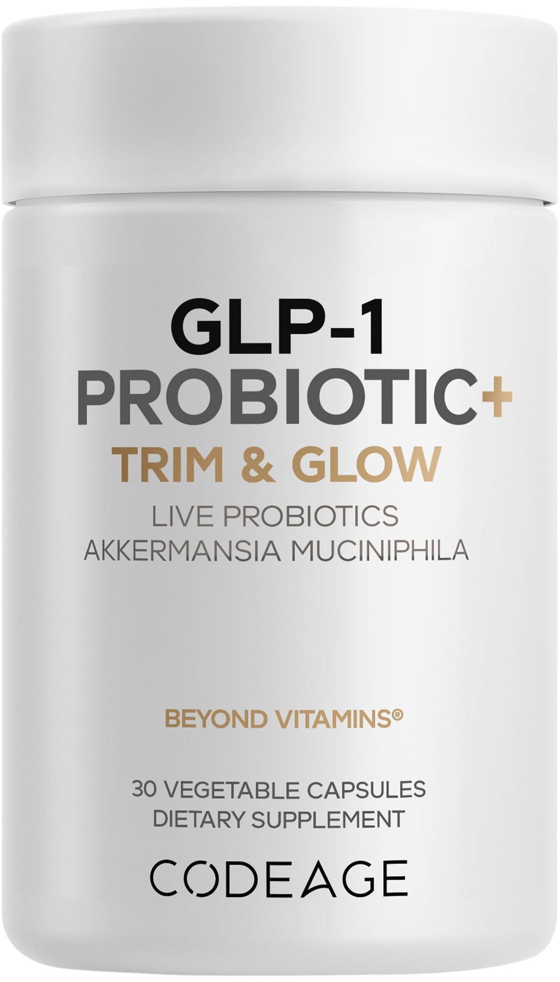 Codeage GLP-1 Probiotic+ - Live Probiotics Akkermansia, Clostridium, Bifidobacterium, Chicory Inulin Probiotic, Prebiotics & Postbiotics Supplement - 500 Million AFU - 30 Capsules Codeage uk supplements