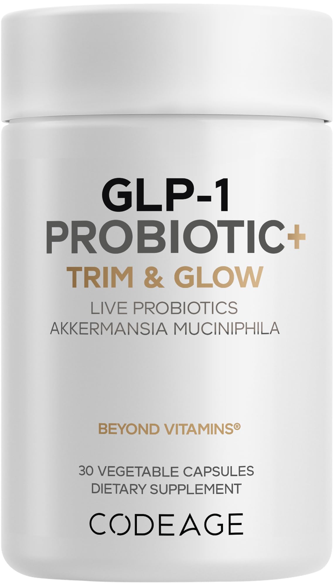 Codeage GLP-1 Probiotic+ - Live Probiotics Akkermansia, Clostridium, Bifidobacterium, Chicory Inulin Probiotic, Prebiotics & Postbiotics Supplement - 500 Million AFU - 30 Capsules Codeage uk supplements