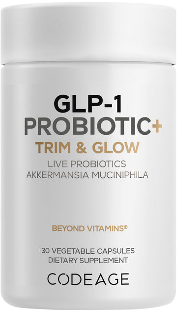 Codeage GLP-1 Probiotic+ - Live Probiotics Akkermansia, Clostridium, Bifidobacterium, Chicory Inulin Probiotic, Prebiotics & Postbiotics Supplement - 500 Million AFU - 30 Capsules Codeage uk supplements