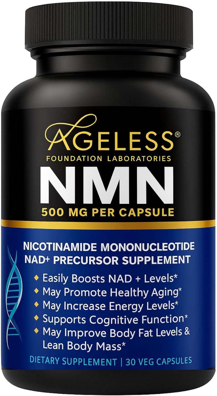 NMN Supplement 500mg Nicotinamide Mononucleotide | Supports NAD+ Levels, Energy, Cognitive Function, Muscle Health & Healthy Body Composition – Capsules (30) Ageless Foundation Laboratories uk supplements