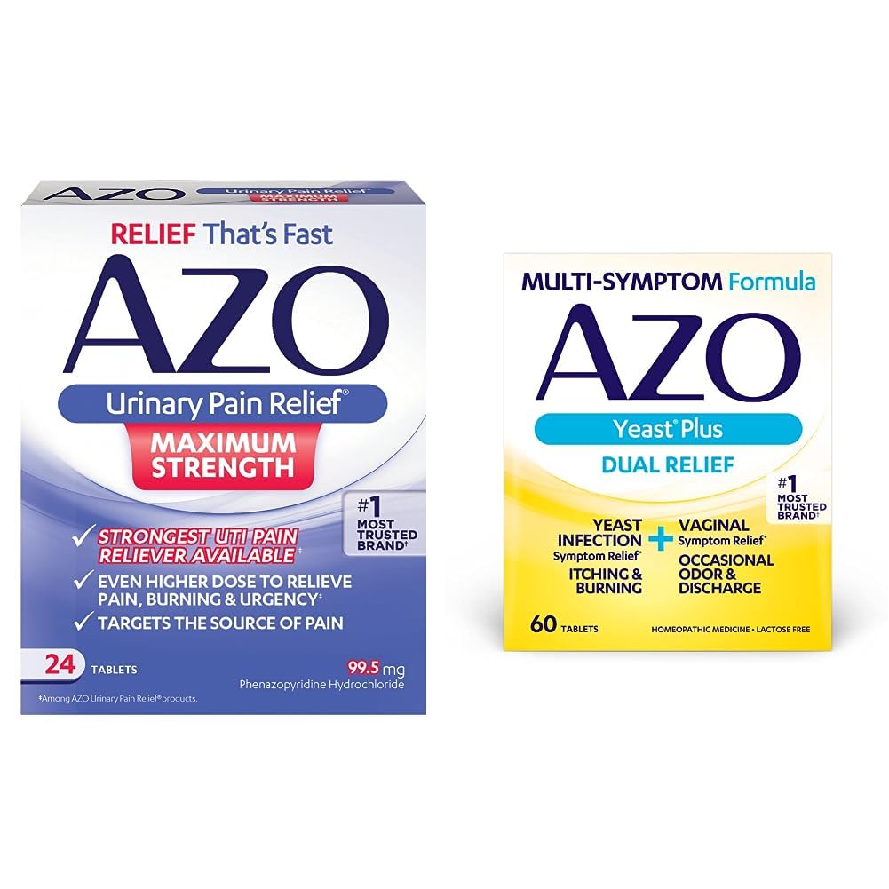 AZO Urinary Pain Relief Maximum Strength (24 Count) Fast Relief of UTI Pain, Burning & Urgency Yeast Plus AZO uk supplements